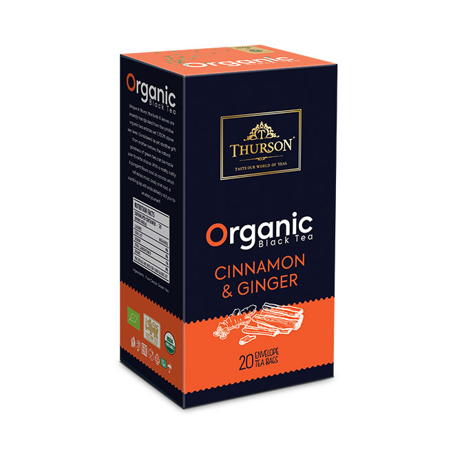 Organiczna czarna herbata cynamon i imbir 20 kopert