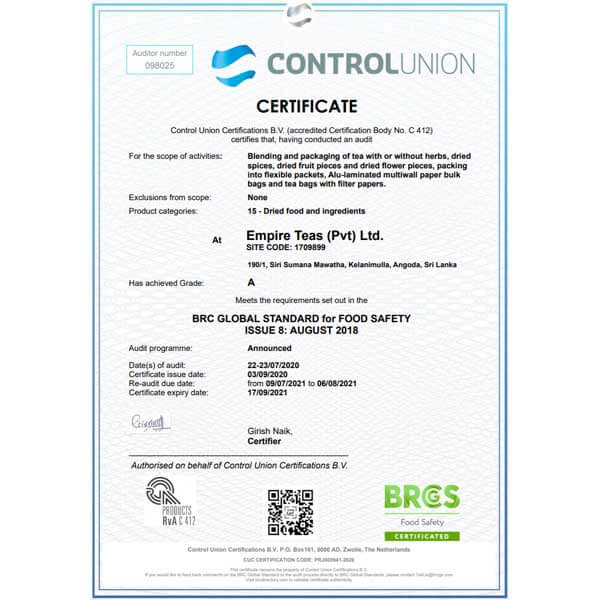 BRC Certificate 2022