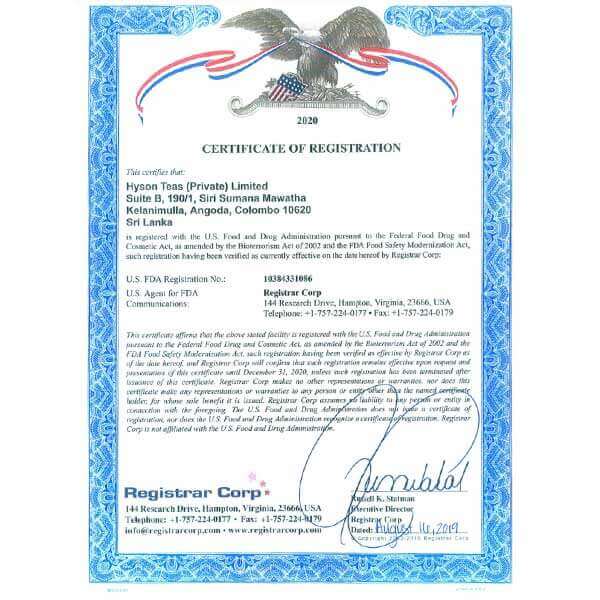 FDA Certificate