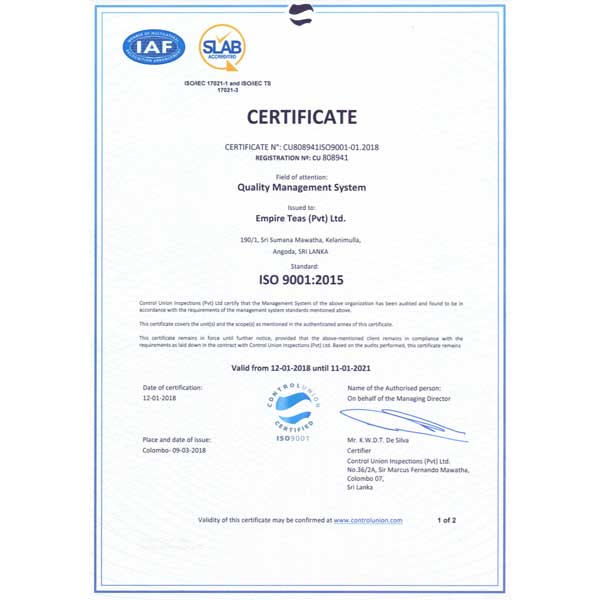 Certyfikat ISO 9001 2015