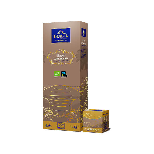 Fairtrade Organic Green Tea Ginger Lemongrass - 10 Pyramid Tea Bags